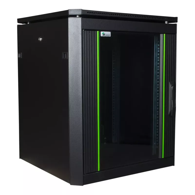 Laisvai pastatomas stovas Lanview RDL12U66BL — 12U, 600 kg, raktinis užraktas, reguliuojamos kojelės, kabelių valdymas, IP40, juoda