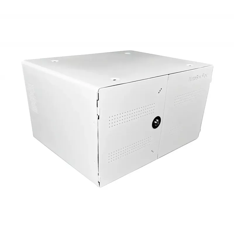 Nešiojamų įrenginių valdymo spinta LEBA NoteBox 16 su raktiniu užraktu, USB-C prievadais, 12 W vienam įrenginiui, USB 2.0, montavimui ant sienos ar ant stalo, balta