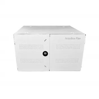 Nešiojamų įrenginių valdymo spinta LEBA NoteBox 16 su raktiniu užraktu, USB-C prievadais, 12 W vienam įrenginiui, USB 2.0, montavimui ant sienos ar ant stalo, balta