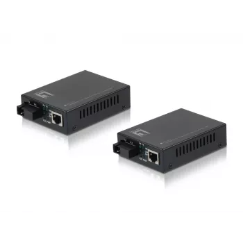 LevelOne RJ45 į SC BIDI Fast Ethernet medijos keitiklio rinkinys, vienmodis pluoštas, 20 km