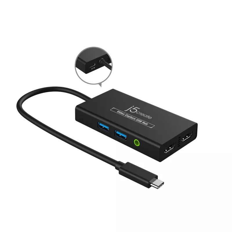 USB-C vaizdo fiksavimo stotelė su HDMI j5create JVA01-N 1920x1080 30Hz juoda