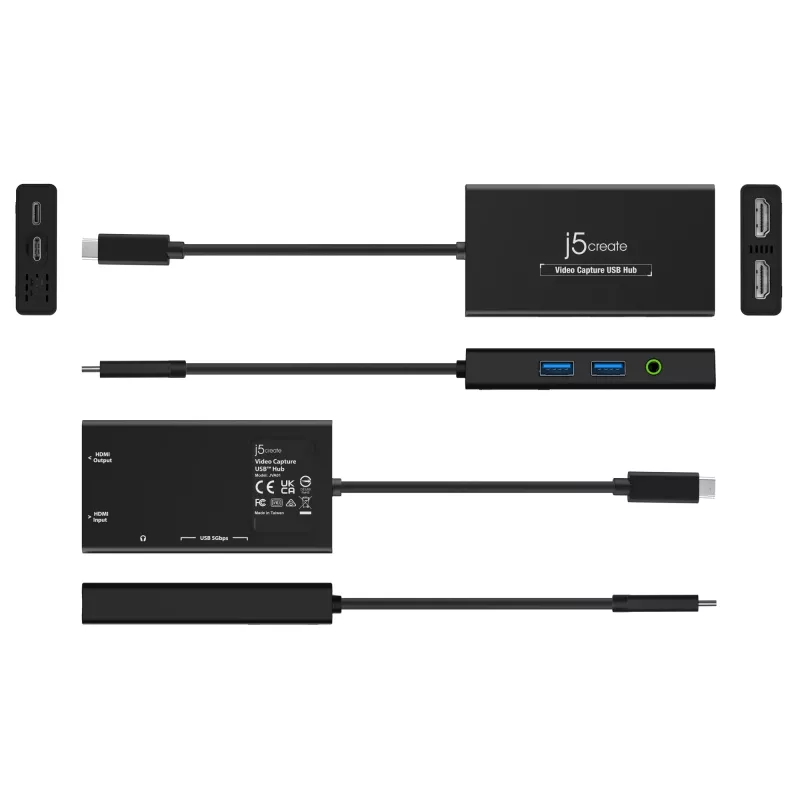 USB-C vaizdo fiksavimo stotelė su HDMI j5create JVA01-N 1920x1080 30Hz juoda