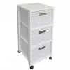 rotho Country plastikinė spintelė su 3 stalčiais, balta, 71,2×32,5×37,5 cm, technopolimeras, ratukai