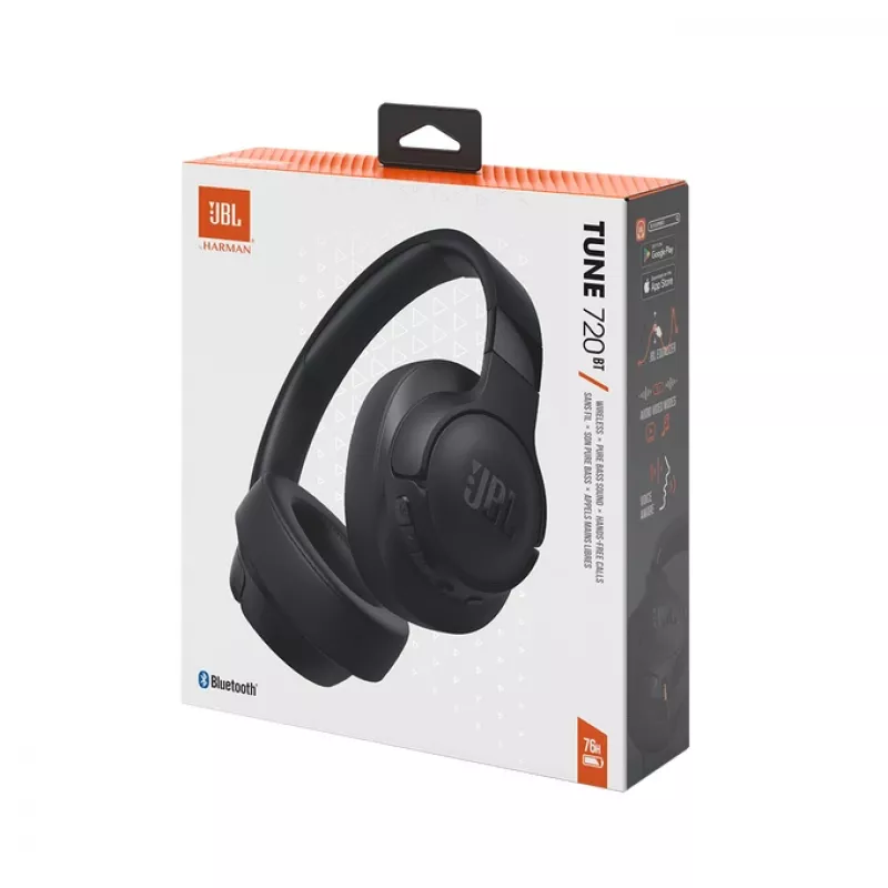 JBL Tune 720BT belaidės ausinės ant ausų, Bluetooth 5.3, juodos