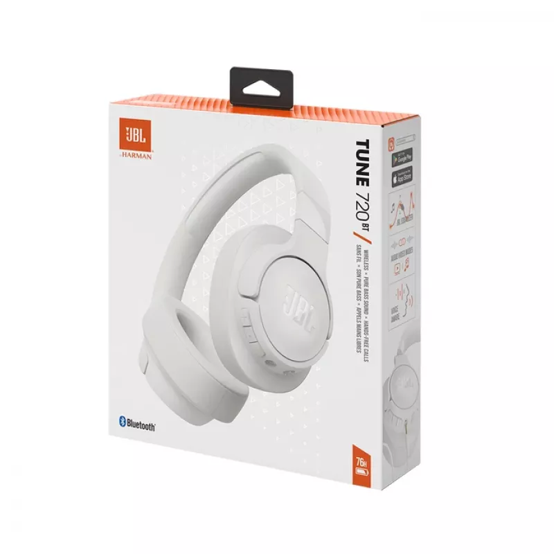 JBL Tune 720BT belaidės ausinės ant ausų, baltos