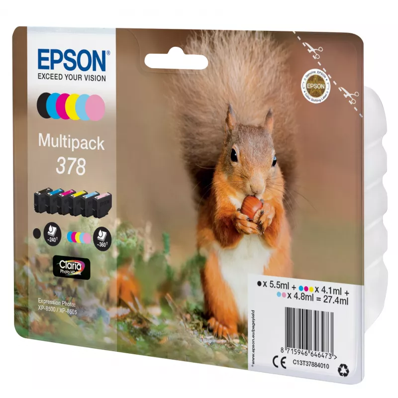 Rašalo kasetė Epson C13T37884010 juoda, žydra, šviesiai žydra, šviesiai purpurinė, purpurinė, geltona