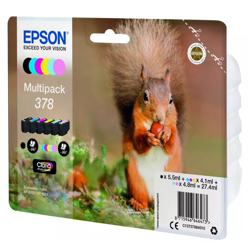 Rašalo kasetė Epson C13T37884010 juoda, žydra, šviesiai žydra, šviesiai purpurinė, purpurinė, geltona