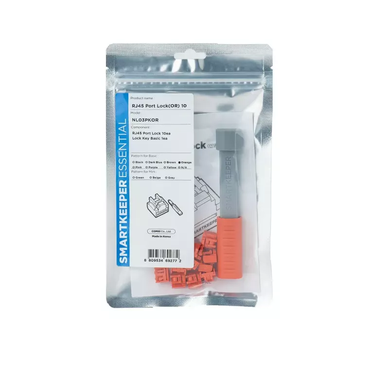 RJ-45 prievado blokatorius su raktu Smartkeeper NL03PKOR oranžinis 10 vnt.