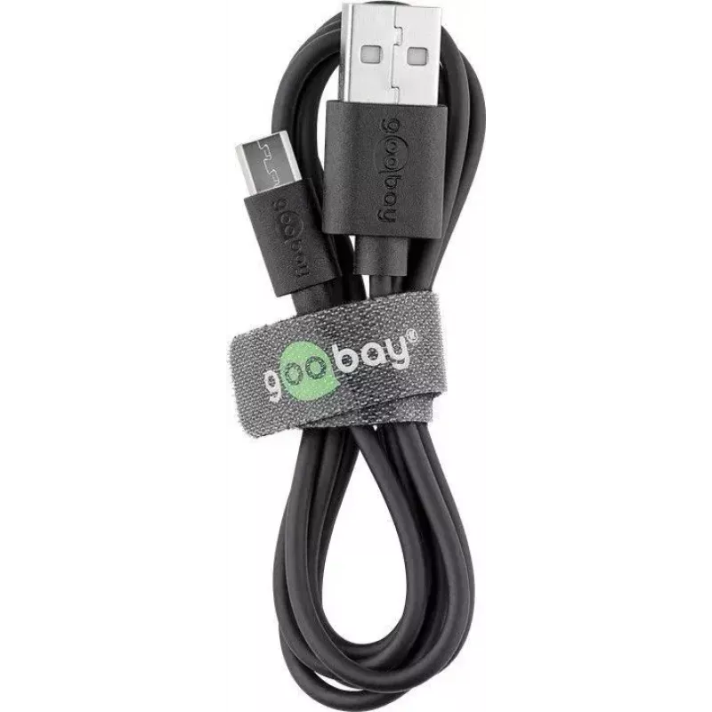 Goobay Micro-USB greito įkrovimo ir sinchronizavimo kabelis 1 m USB 2.0 juodas
