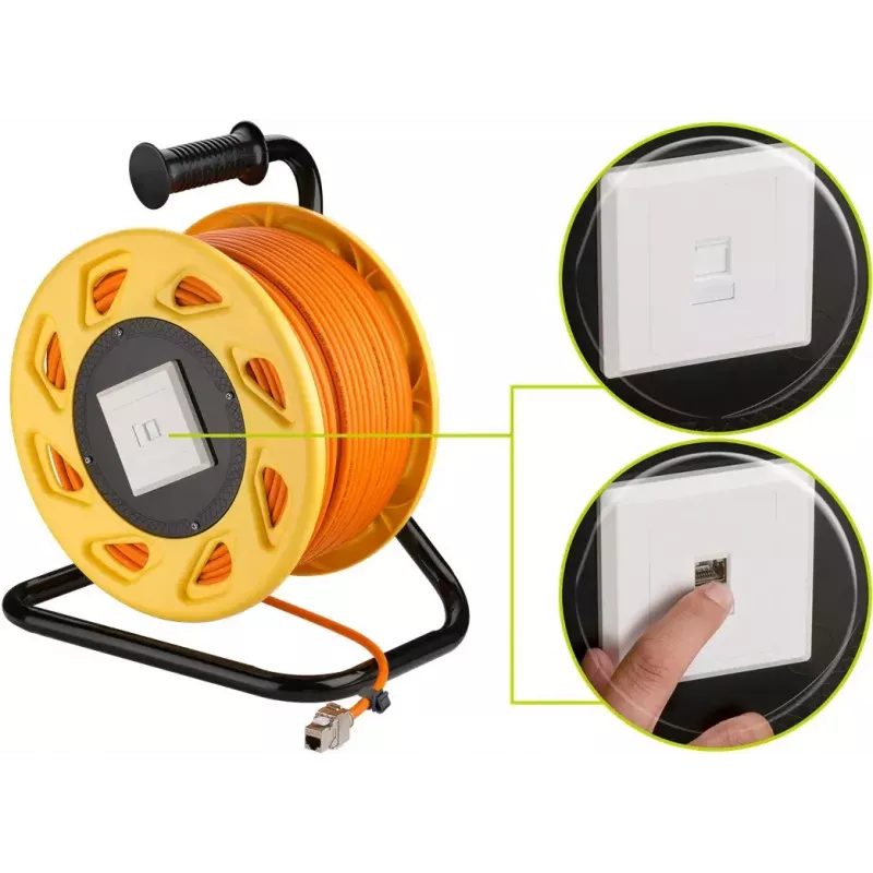 Tinklo kabelis Goobay Portable RJ45 50m Cat7a Oranžinis