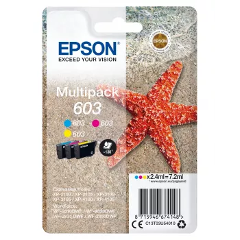 Originalus Epson rašalo kasetės C13T03U54010 603 Multipack C M Y (žalsvai mėlyna, raudona, geltona), standartinė išeiga, 1 rinkinys