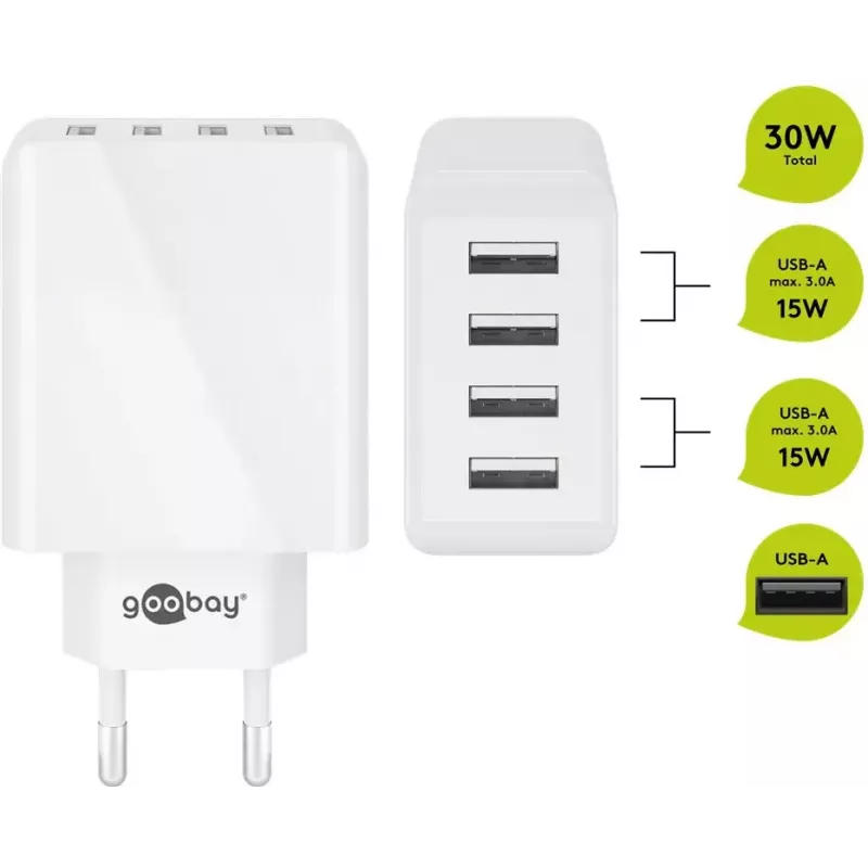 Kroviklis Wentronic 44962 Universal Baltas 4 USB prievadai 5 V