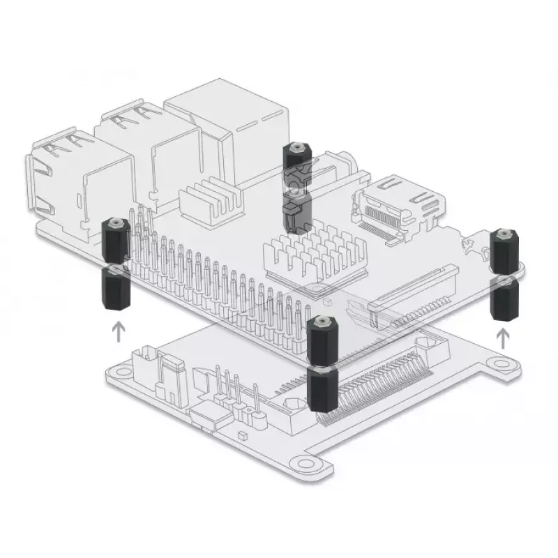 Tarpinė M2.5 šešiakampė vidinis sriegis 10 mm juoda 4 vnt DeLOCK 60243