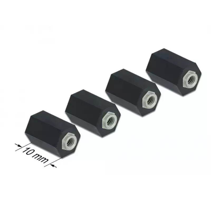 Tarpinė M2.5 šešiakampė vidinis sriegis 10 mm juoda 4 vnt DeLOCK 60243
