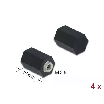 Tarpinė M2.5 šešiakampė vidinis sriegis 10 mm juoda 4 vnt DeLOCK 60243