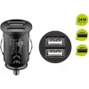 Goobay Dual-USB automobilinis įkroviklis 24 W juodas greitas įkrovimas su apsauga nuo viršsrovių