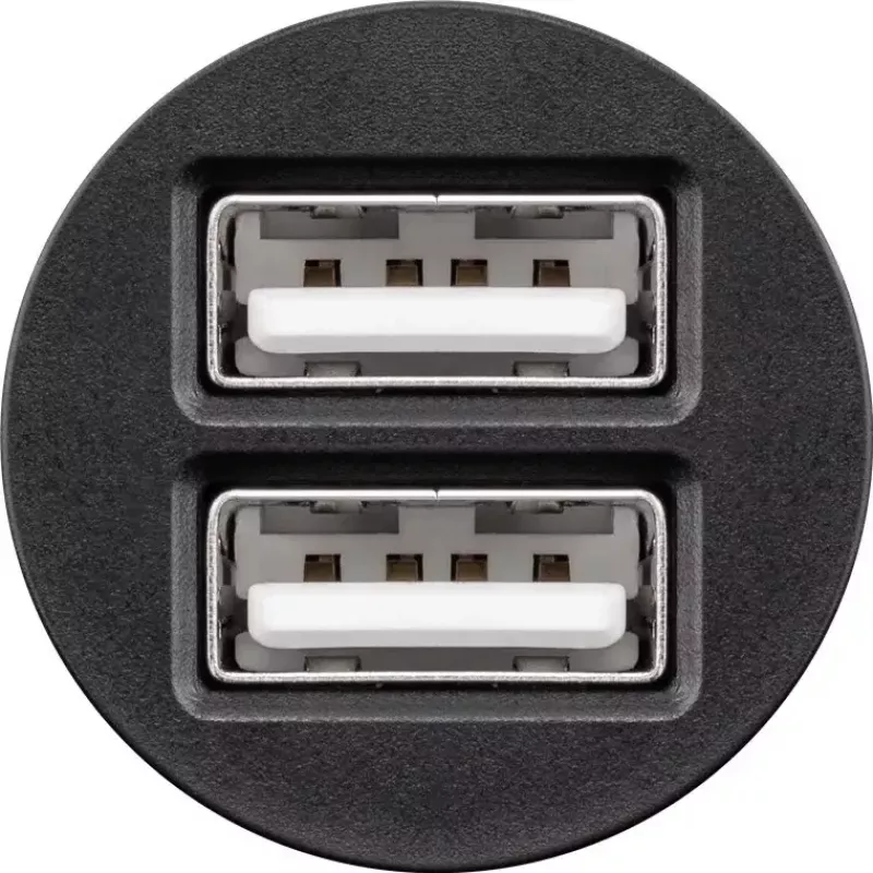 Goobay Dual-USB automobilinis įkroviklis 24 W juodas greitas įkrovimas su apsauga nuo viršsrovių