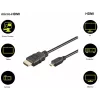 HDMI kabelis Goobay 53786 3 m, HDMI A tipo (standartinis) kištukas → D tipo (mikro) kištukas, juodas