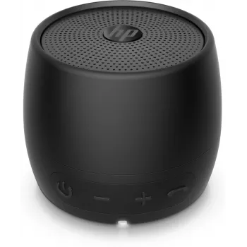 HP Black Bluetooth Speaker 360, belaidis ir laidinis, monofoninis nešiojamas garsiakalbis, juodas, cilindro formos, mygtukai, universalus
