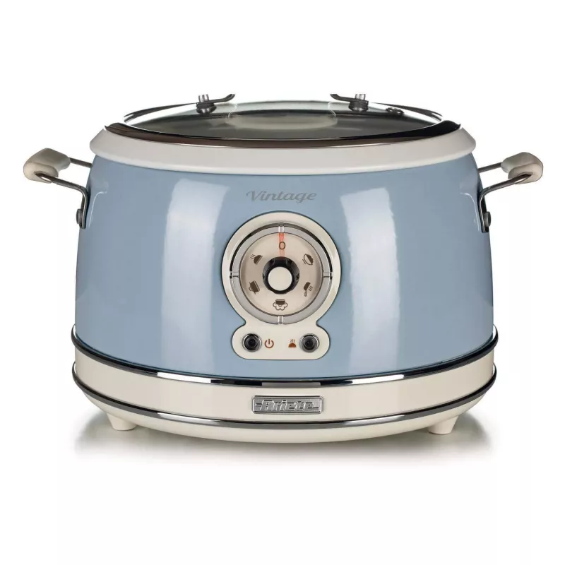 Ariete 2904 ryžių virimo aparatas – elektrinis ryžių virimo aparatas su keramikiniu dubeniu – naminiai sušiai – daugiafunkcis – Vintage linija – 3,5 l – 650 W – mėlyna