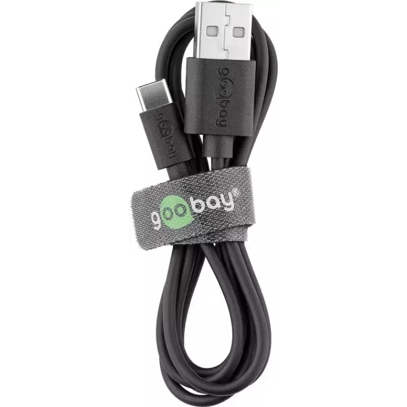 Įkroviklio rinkinys Goobay USB-C 5W su 1 m kabeliu juodas