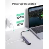 Ugreen CM418 10919 5 viename USB-C šakotuvas, HDMI 4K 30 Hz, Ethernet, USB 3.0, Power Delivery, aliuminis, pilkas