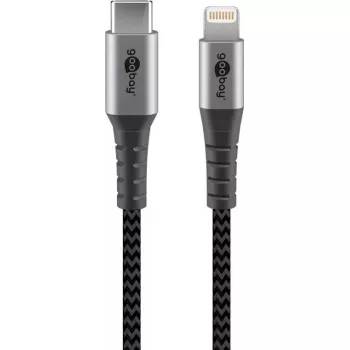 Goobay Lightning kabelis 2m juodai pilkas 60W 3A USB C