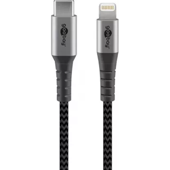 Goobay Lightning laidas 1 m USB C – Lightning juodai pilkas 49271