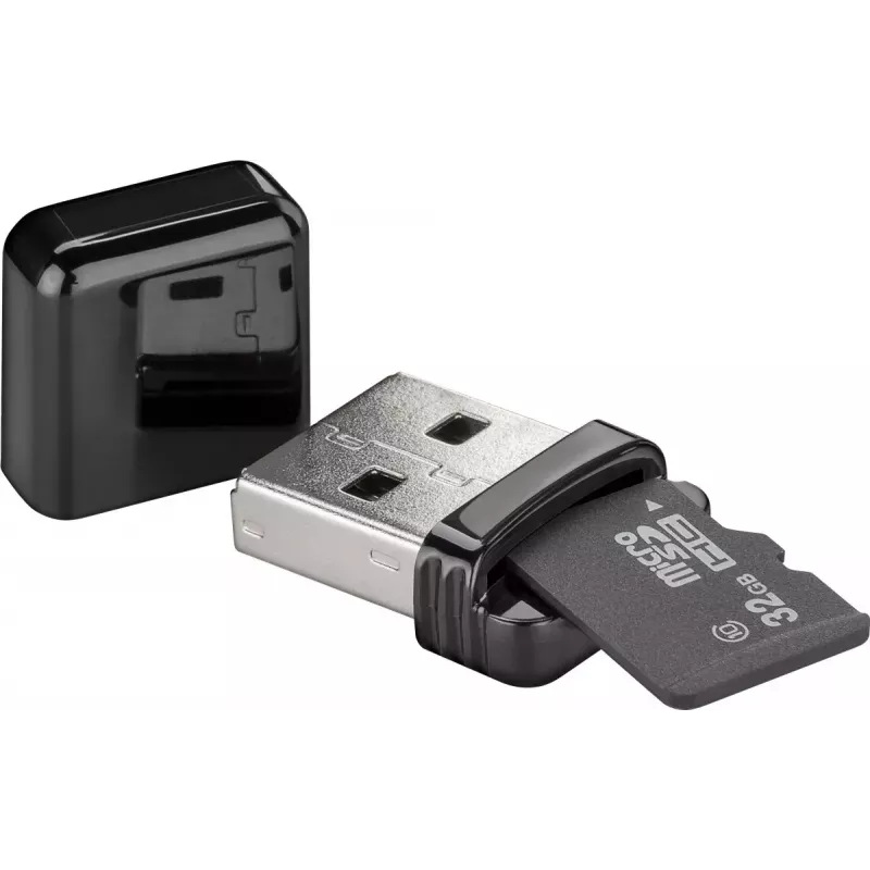 Kortelių skaitytuvas GOOBAY USB-A 2.0, skirtas MicroSD, 480 Mbit/s, juodas