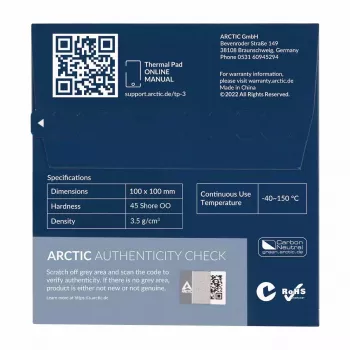 ARCTIC TP-3 Premium Performance terminė pagalvėlė 100 x 100 mm, 1 mm