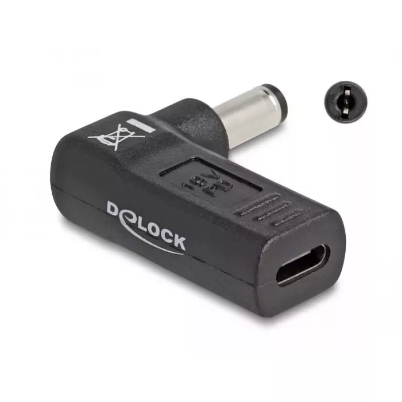 DeLOCK adapteris USB Type-C moteriškas į 5,5 x 2,1 mm vyrišką 90° kampu
