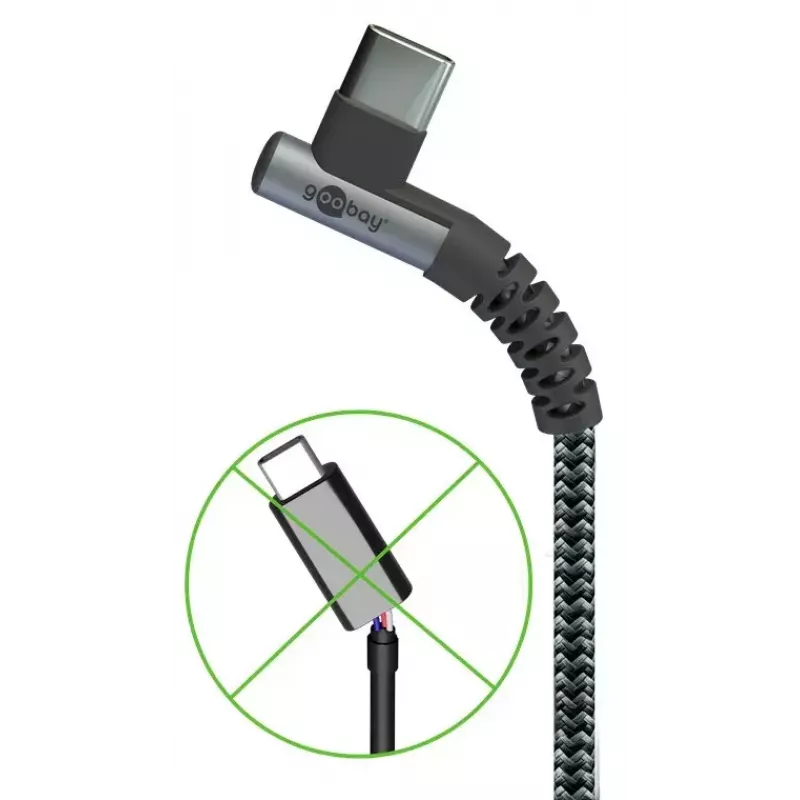 USB kabelis Goobay USB 2.0 2 m USB-C juodai pilkas
