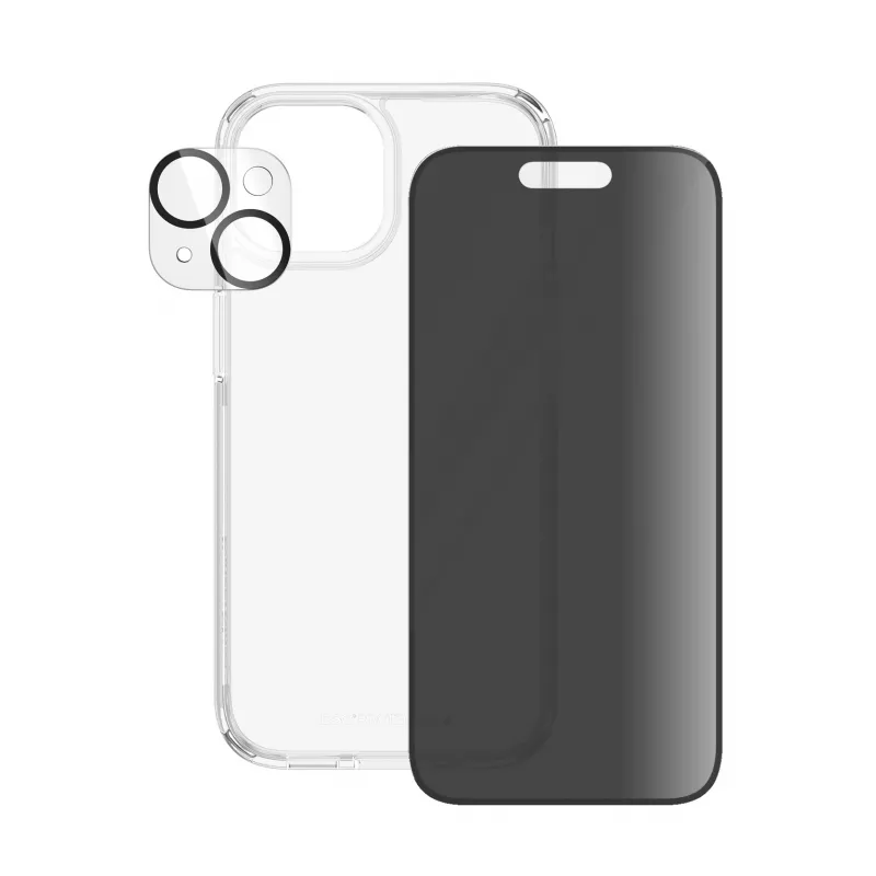 PanzerGlass® Privacy 3-in-1 rinkinys iPhone 15 – smūgiams atsparus grūdintas stiklas