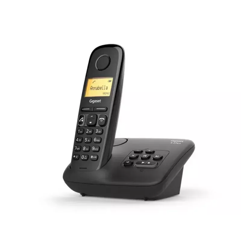 Analoginis/DECT belaidis telefonas Gigaset A270A su skambučio ID ir atsakikliu, juodas