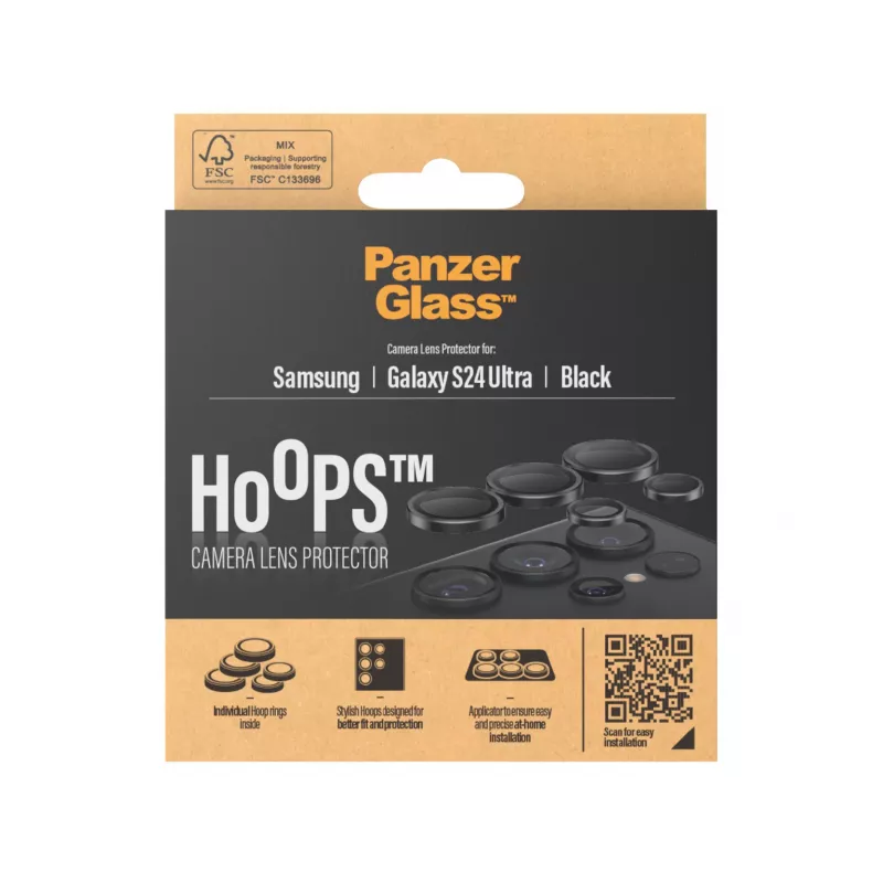PanzerGlass ® Hoops® objektyvų apsauga fotoaparatui, juoda, Samsung Galaxy S24 Ultra