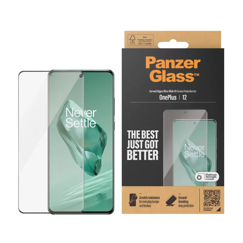 PanzerGlass Screen Protector OnePlus 12 Ultra-Wide Fit atsparus įbrėžimams ir smūgiams