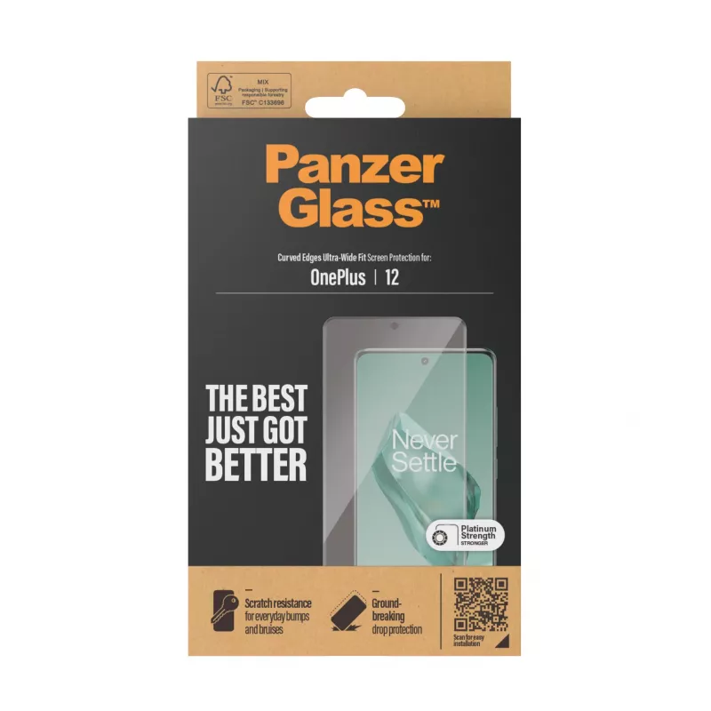 PanzerGlass Screen Protector OnePlus 12 Ultra-Wide Fit atsparus įbrėžimams ir smūgiams