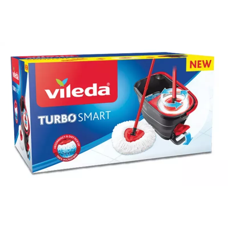 Vileda Turbo Smart Single tank šlapių grindų valymo sistema juoda raudona 166140