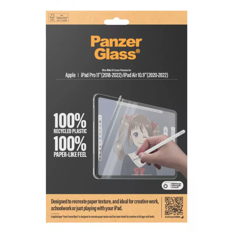 PanzerGlass GraphicPaper® ekrano apsauginis stiklas iPad Pro 11'' (2018-2022) | iPad Air 10.9'' (2020-2022) | Ultra-Wide Fit