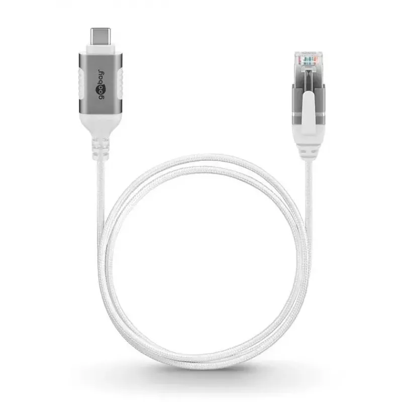 Goobay 74390 Laidinio tinklo adapteris USB 3.1 Type A – RJ45, 7,5 m, baltas