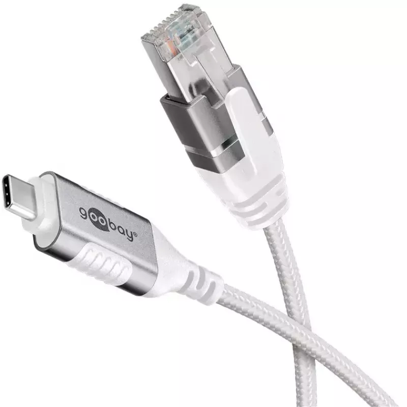 Goobay 74390 Laidinio tinklo adapteris USB 3.1 Type A – RJ45, 7,5 m, baltas