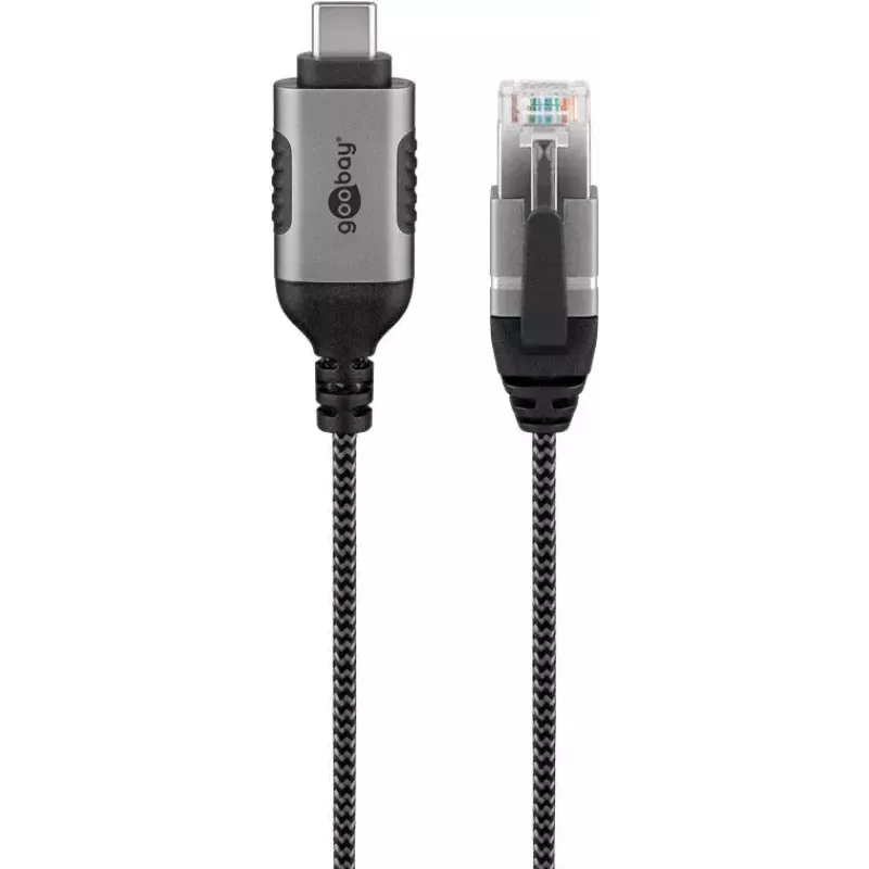 Prailginimo adapteris Goobay 74403 USB 3.1 A tipo – RJ45 2 m juodas sidabrinis