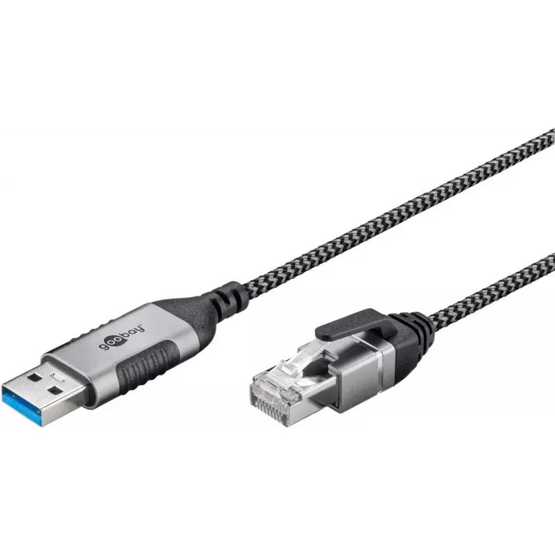 Kabelio lyties keitiklis Goobay 74399 USB 3.0 Type A RJ45 10 m Juodas Sidabrinis
