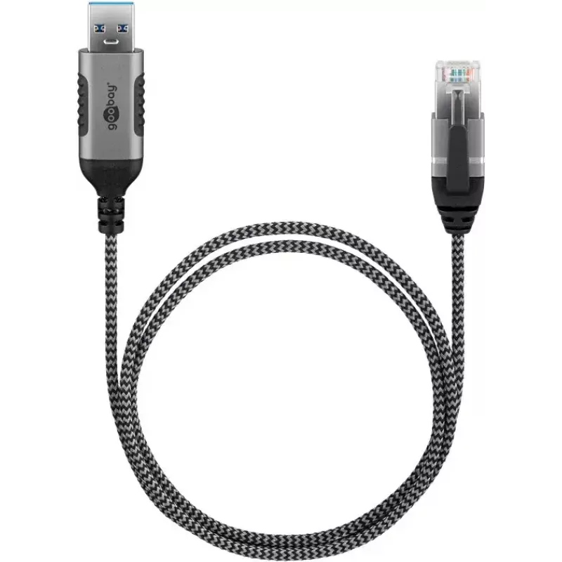 Kabelio lyties keitiklis Goobay 74399 USB 3.0 Type A RJ45 10 m Juodas Sidabrinis