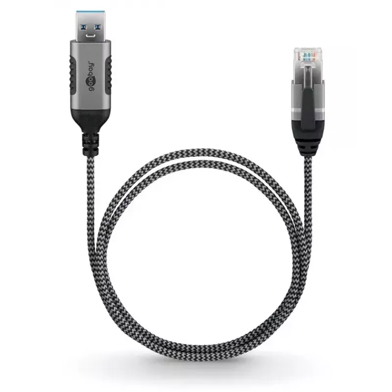Kabelio lyties keitiklis Goobay 74399 USB 3.0 Type A RJ45 10 m Juodas Sidabrinis
