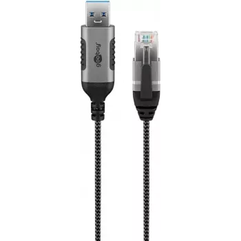 Kabelio lyties keitiklis Goobay 74399 USB 3.0 Type A RJ45 10 m Juodas Sidabrinis