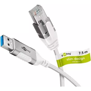 Goobay 74382 USB 3.0 Type A – RJ45 adapterinis laidas 7,5 m baltas