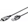 Goobay 74402 Laidinio tinklo adapteris USB 3.1 Type A – RJ45 1,5 m juodas sidabrinis