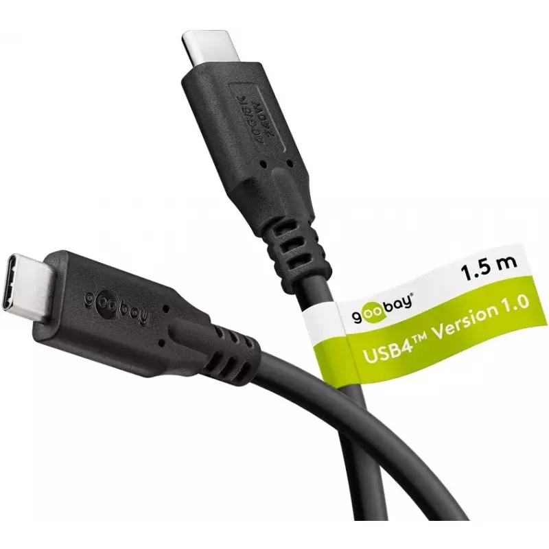 USB laidas Goobay 74184 USB4 Gen 2x2 1,5 m USB-C juodas