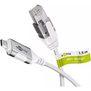 Goobay 74386 Laidinio tinklo adapteris USB 3.1 Type A – RJ45, 1,5 m, baltas